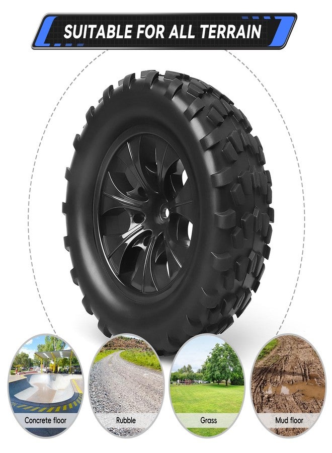 AllinRC Pre-Glued 2.8 Tires 1/10 Scale RC Truck Wheels and Tires 12mm Hex for Traxxas Rustler Stampede 4x4 & 2WD Slash Hoss 4WD Redcat Volcano Epx Pro, Set of 4 - Image 5